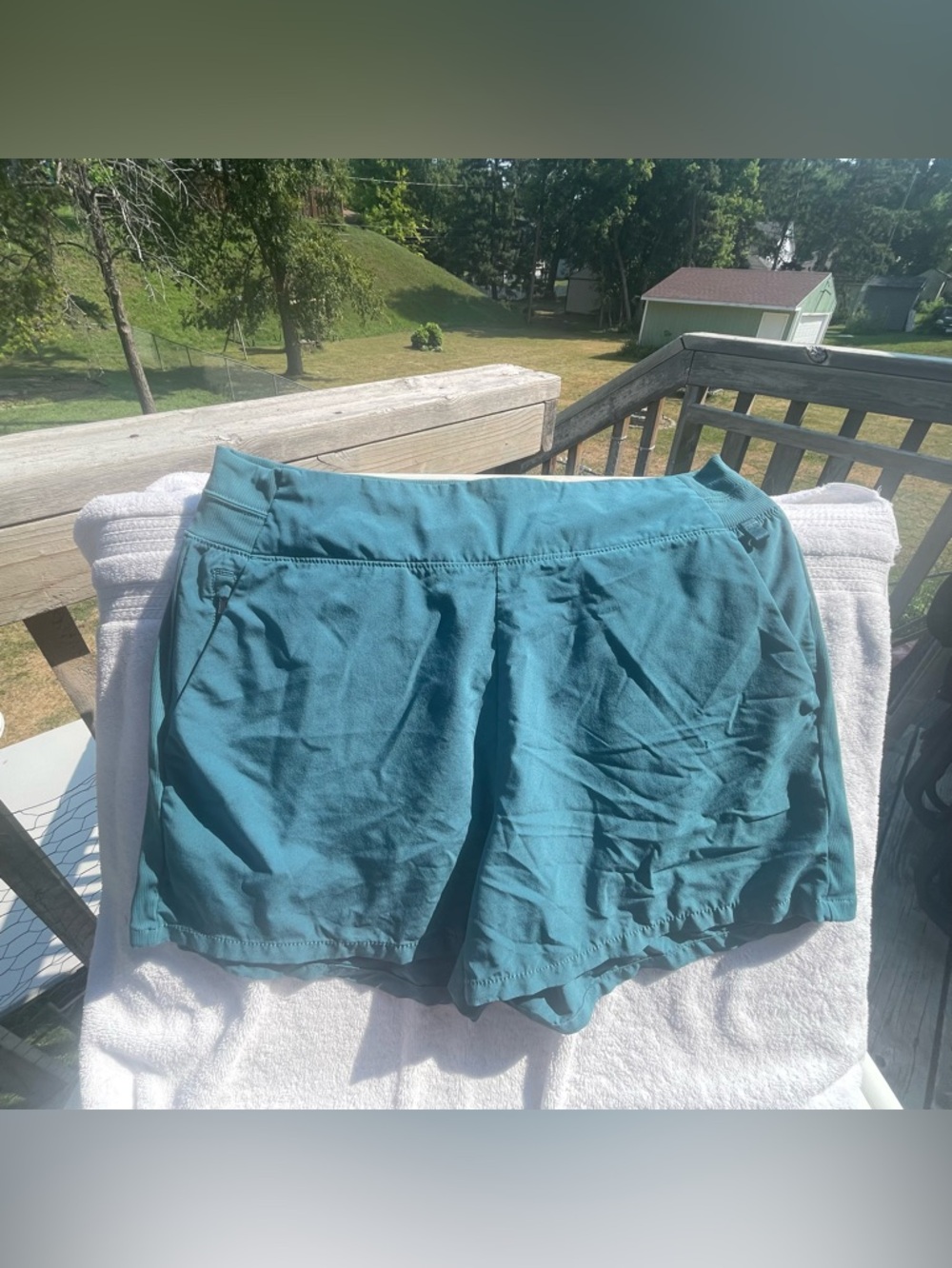 ATHLETA Women’s Lightweight Teal Active Shorts size 12 $25 - Picture 6 of 9
